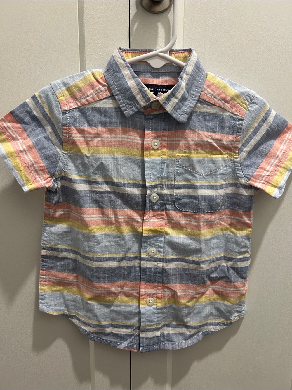 The Children's Place Pastel Stripe Button-Down Shirt in Blue, Pink & Yellow